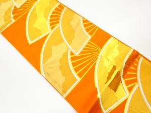 扇模様織出し袋帯